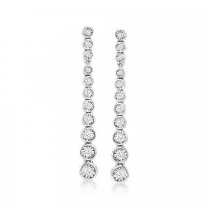 Серьги-капли Ross-Simons с бриллиантами в оправе из стерлингового серебра Ross-Simons, белый