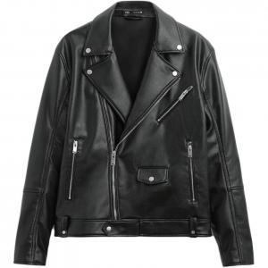 Кожаная куртка Zara, черный