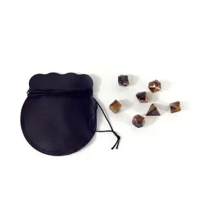 Тигровый глаз 14 мм (7) с чехлом, Dwarven Stones - Dice Carved From Real Stone - 14mm