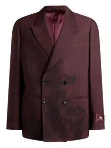 Двубортный пиджак с узором пейсли ETRO, серый