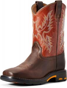 Ботинки ARIAT унисекс для детей Yth Workhog Wide Square Dark Earth/BrickWork