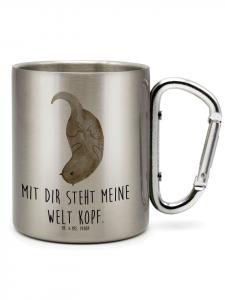 Термокружка для кофе "Выдра вверх дном" с надписью на серебряном языке Mr. & Mrs. Panda