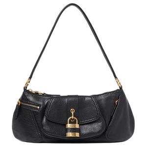 Chloe Блестящая Футболка из Зернистой Кожи Сумка Через Плечо Женская Черная Chloé