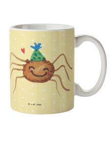 Детская кружка с рисунком паука, тема вечеринки Агаты, без слов, пастельно-желтого цвета Mr. & Mrs. Panda