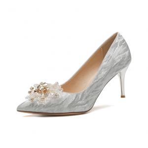 UMEK Серебряные туфли на шпильке для женщин с узким каблуком высотой 6 см, цвет Silver 6cm