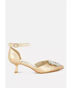 Женские босоножки с брошью-рюмочкой Onkana Diamante London Rag, золото