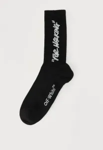 Носки до середины икры с цитатой Off-White, Light Grey/Black