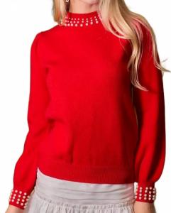 Зимний свитер с жемчужным узором в красном цвете Main Strip