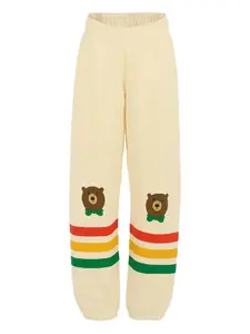 Полосатые брюки с вышивкой в виде медвежонка Mini Rodini, нейтральный
