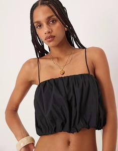 Укороченный топ-топ на бретелях черного цвета Abercrombie & Fitch