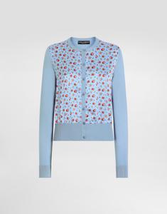 Маленький сатиновый кардиган с принтом из роз DOLCE & GABBANA, мультиколор