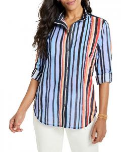 Расписная хлопковая рубашка Peninsula NIC+ZOE, синий