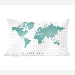 Карты мира MuchoWow - Карта мира зеленый - Мятно-зеленый - Современный - - 60x40 см - Чехлы на подушки - Декоративные чехлы на подушки - Декоративные чехлы на подушки