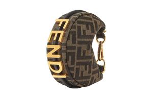 FENDI Graphy Fabric Crescent Bag Handbag Wrist Bag Extra Mini Women's Brown