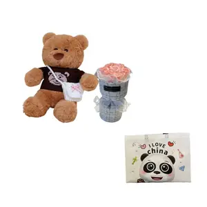 Плюшевая кукла медведь свитер мультяшный рюкзак высота 30см Bitter purchase, коричневый/розовый