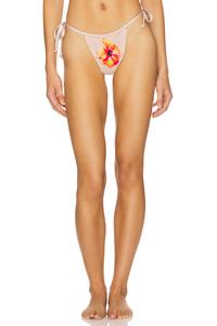Бикини со шнурками Satin tiny ties Good American, champagne tropical hibiscus001