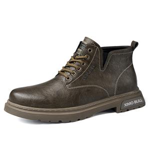 XIMO BULL Мужские ботинки Martin черные с камуфляжной подкладкой, цвет Khaki Fleece-Lined