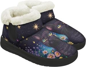 Женские зимние ботинки на шнуровке без шнурков, теплые кроссовки с плюшевой подкладкой, дизайн зимних ботинок, толстые каблуки, противоскользящие Chririnla, Aesthetic Black Cat