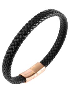 Adeliás Браслет унисекс - текстильный браслет из кожи, 20 см, черный