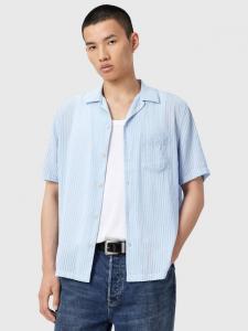 Рубашка Perry из вискозной смеси свободного кроя с реверсом в полоску AllSaints, Blue Mid