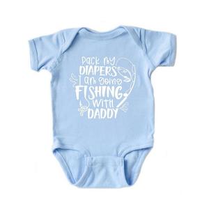 Собери подгузники. Я иду на рыбалку с папой. Детское боди. The Juniper Shop, цвет Light Blue
