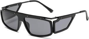 Солнцезащитные очки Melrose в маленькой оправе, овальные, в стиле панк, для женщин, 2024 год, роскошные винтажные круглые солнцезащитные очки для женщин, защитные очки от УФ-излучения UV400, Black