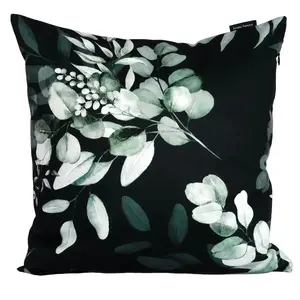 Декоративная подушка Bruno Banani "Эвкалипт - чехол для подушки - чехол для подушки ", (1 шт.), 40х40см - на молнии 40х40 см, черный/темно-зеленый