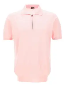 Полосатое поло на молнии до половины Kiton, розовый