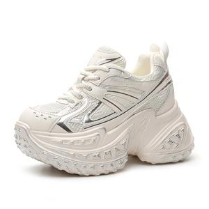 Амортизирующие, противоскользящие, износостойкие, дышащие, легкие, увеличивающие рост, низкие, массивные женские кроссовки Shangjinni, Beige