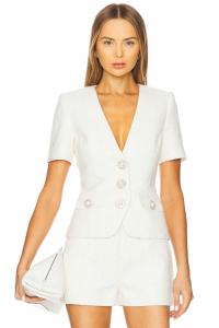 Топ из твида Makenna Retrofete, white & silver