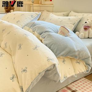 Yalu Пододеяльник 180х220 см, утолщенный, молочный вельвет