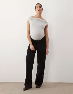 Черные широкие джинсы для папы ASOS DESIGN Maternity