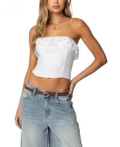 Лица Корсет с рюшами в стиле льняного белья Edikted, белый