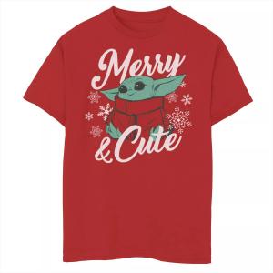 Футболка с веселым и милым рисунком для мальчиков 8–20 лет, «Звездные войны, Мандалорское Рождество, ребенок» Star Wars