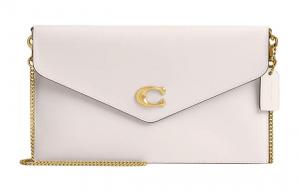 Кожаный клатч на одно плечо через плечо Tubas для женщин из латуни и мела COACH