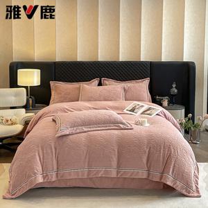 Yalu Комплект постельного белья 1.5 м, 4 предмета, простыня на резинке, пододеяльник 200х230 см, цвет гранатовый цветок, лотос, состав: хлопок, класс А