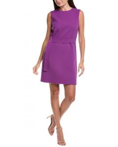 Платье-трапеция Oscar de la Renta из шерстяной смеси с подкладкой из крепового шелка, фиолетовый