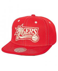 Мужская красная бейсболка Mitchell Ness Philadelphia 76ers Energy Contrast Snapback Mitchell & Ness