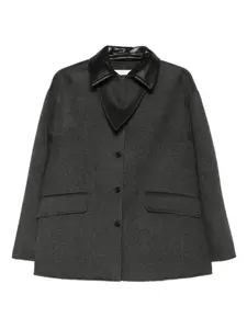 Шерстяной пиджак с контрастным воротником Nanushka, серый