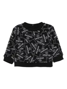 Толстовка с логотипом Balmain Kids, черный