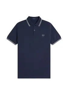 Поло с полосатыми деталями Fred Perry, синий