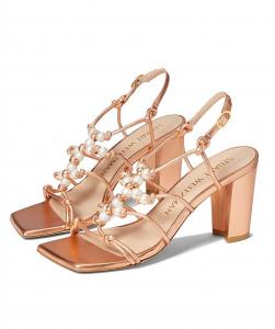 Туфли на каблуках Pearl Knot 80 Block в цвете «жидкий металлик» цвета манго Stuart Weitzman, металлик