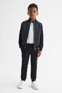 Гибридный свитер Quilted Trainer с застежкой-молнией Reiss, синий