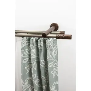 Карниз PEMPIA Ø 20 мм, двухрядный, на заказ, длина по желанию, комплект для штор, удлиняемый, с кнопкой и вырезами Garesa, Chrommtnussb