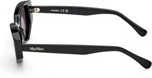 Солнцезащитные очки MaxMara MM0161 01A, глянцевые черные, размер 52/14/140, женские, black