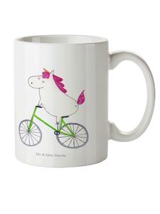 Детская кружка с изображением единорога-велосипедиста, без слогана, белого цвета Mr. & Mrs. Panda