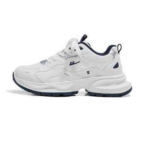 WARRIOR Низкие массивные кроссовки унисекс бело-тёмно-синие (верх из кожи), цвет White Dark Blue (Leather Upper)