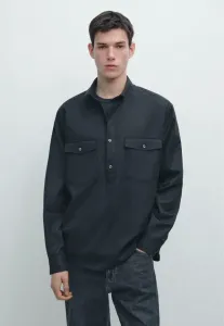Рубашка с длинными рукавами и карманами на пуговицах Massimo Dutti, Mottled Dark Blue