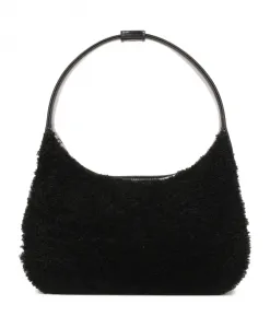 Сумка на плечо из кожи и овечьей шерсти Kazar Studio, черный