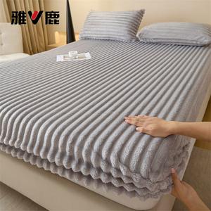 Yalu Простыня на резинке 180х200 см, молочный вельвет, утепленная, фланель